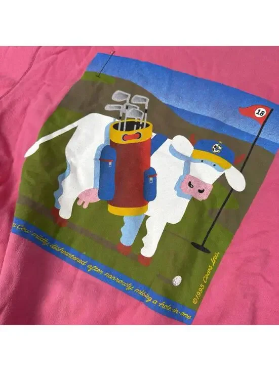 Vintage 1995 Marc Gallant COWS Ice Cream Sweatshirt Adult L Canada Made Pinky - Picture 9 of 9